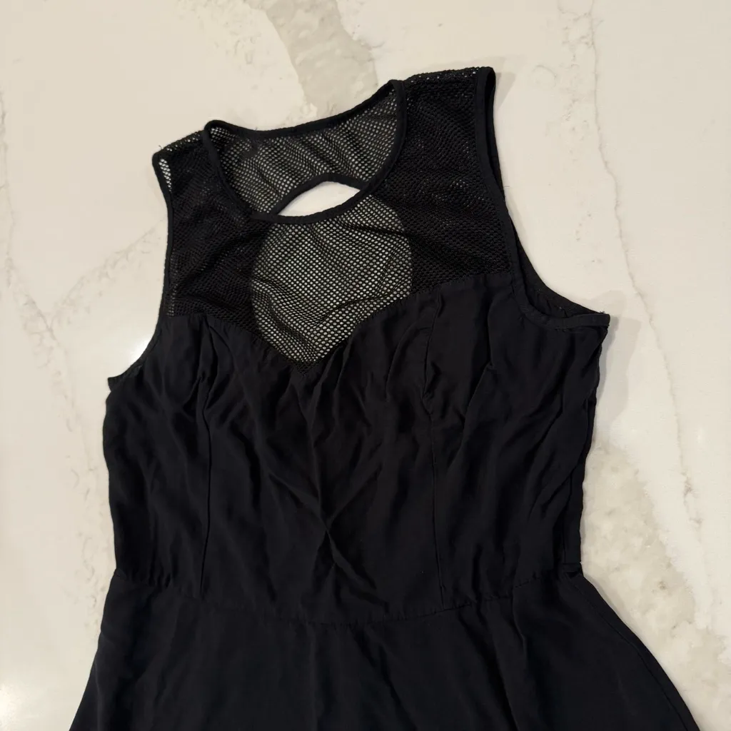 Garage High Neck Mesh Overlay Sweetheart Neckline Mini Dress Womens Medium Black - Image 3