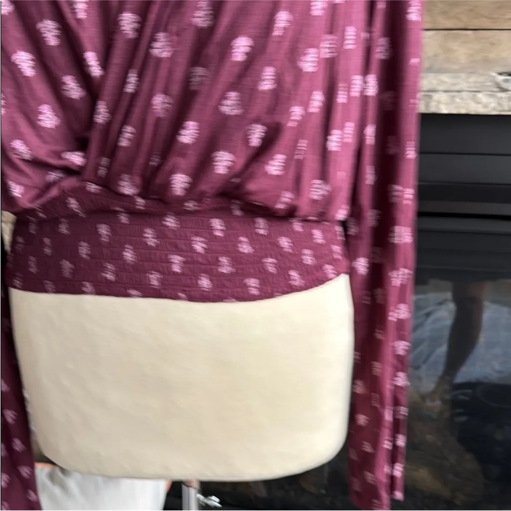 Z Supply Maroon Floral Wrap Top - Image 7