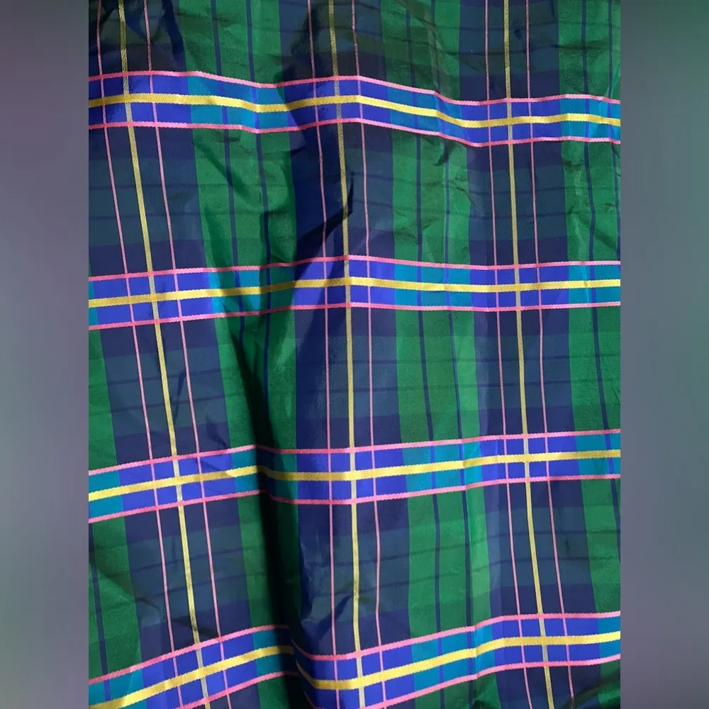 Vintage rare 60/70s Ellen Tracy plaid taffeta wrap long skirt, size medium large - Image 8