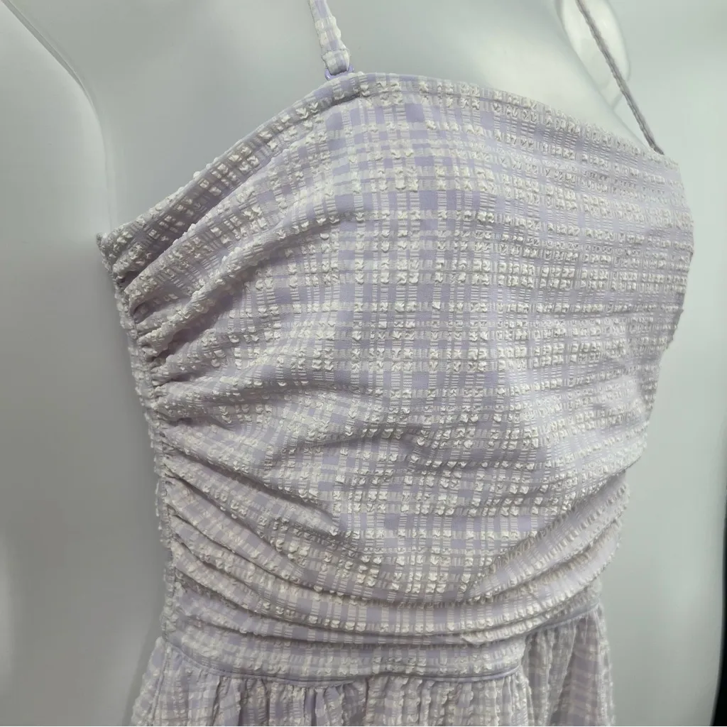 Lululemon Seersucker Check Ruched Midi Dress - Image 7