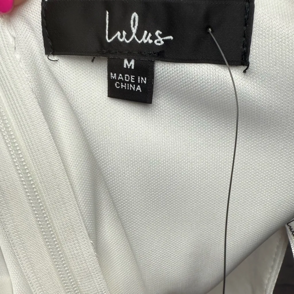 Lulu's Cream Satin Fringe Maxi Dress White Size M - Image 4