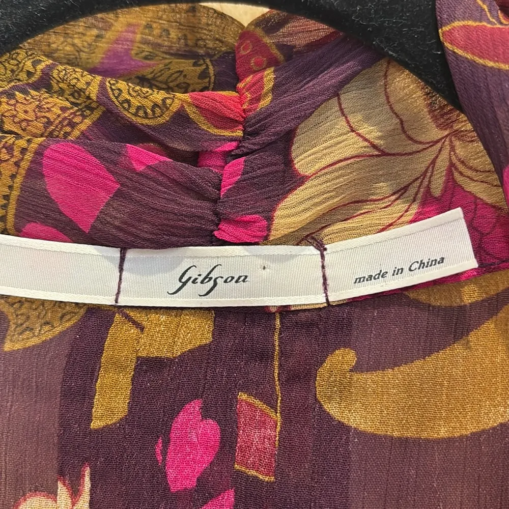 Gibson Blouse Sheer Paisley Boho Size Large - Image 6