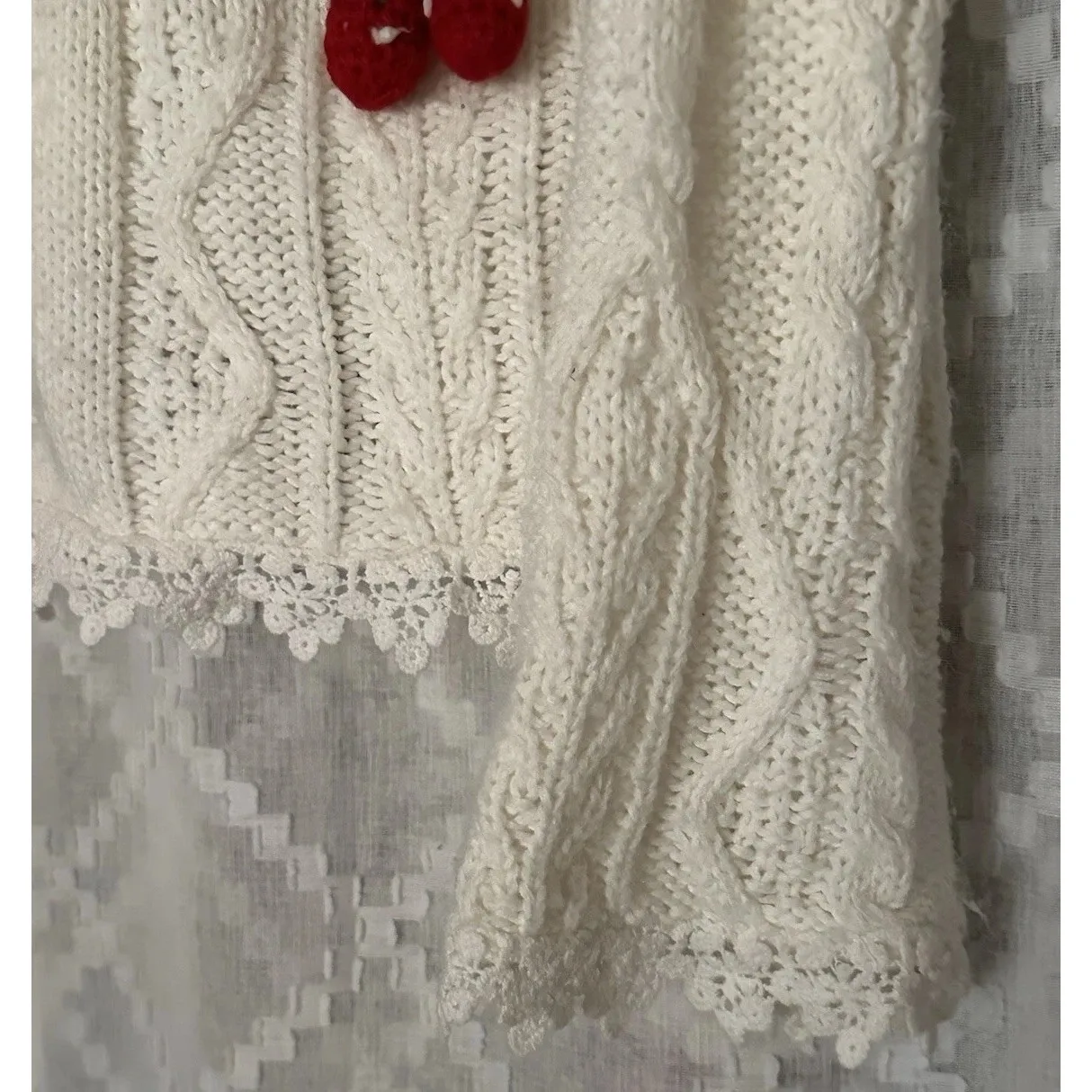 Cherry‎ Sweet Cardigan Sweater Women Casual L/S Oversized Cozy Cottagecore White Size 00 - Image 4