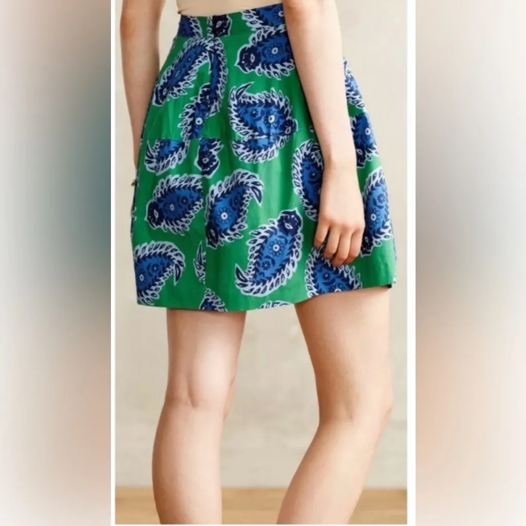 Anthropologie / Yoana Baraschi Green Blue Tisza Paisley Print Skirt, size 12 - Image 2