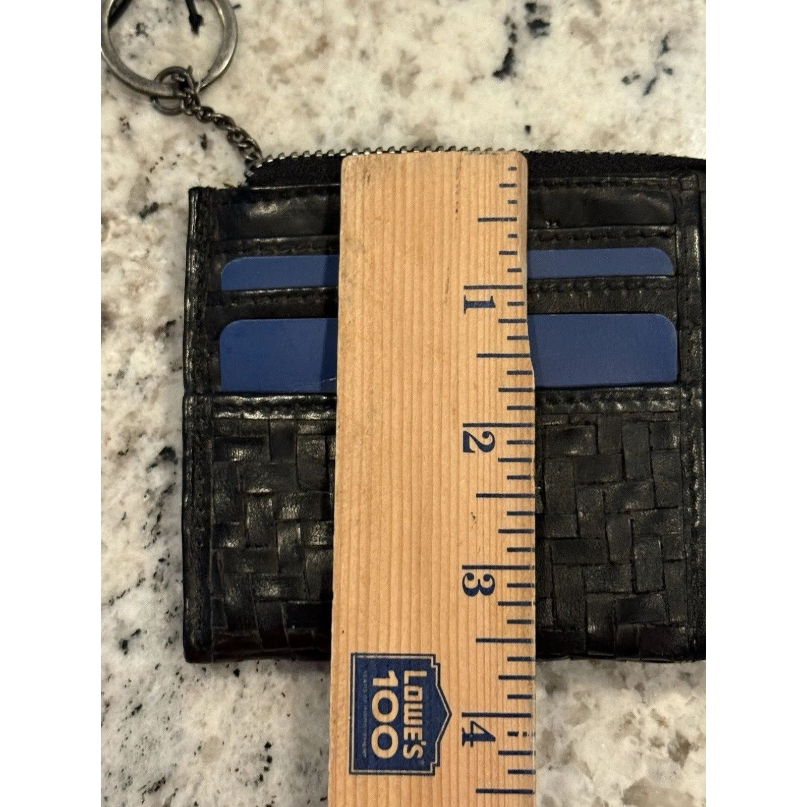 Vilenca Holland Black Woven Leather Zip Around Wallet Keyring Boho Basket NEW - Image 4