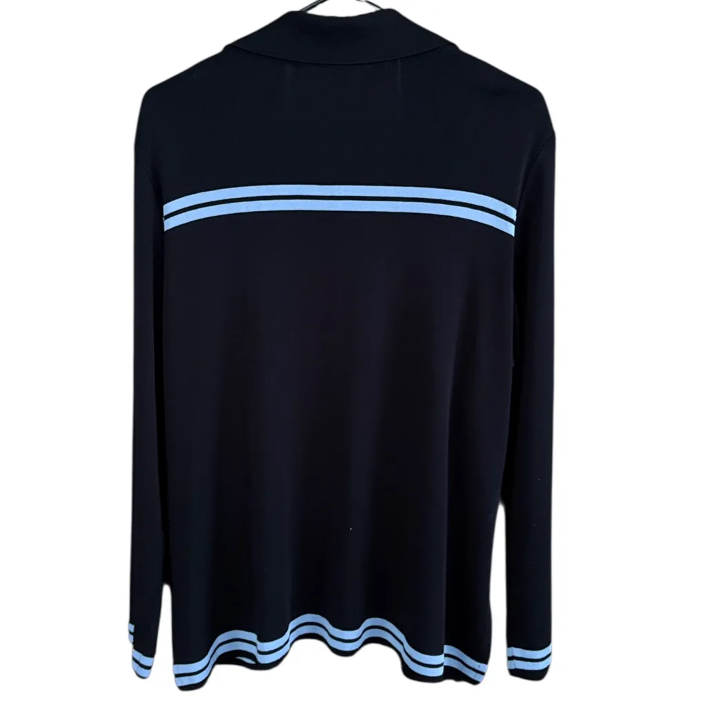 EUC Misook Open Front Sweater Black Sky Blue Size XL - Image 8