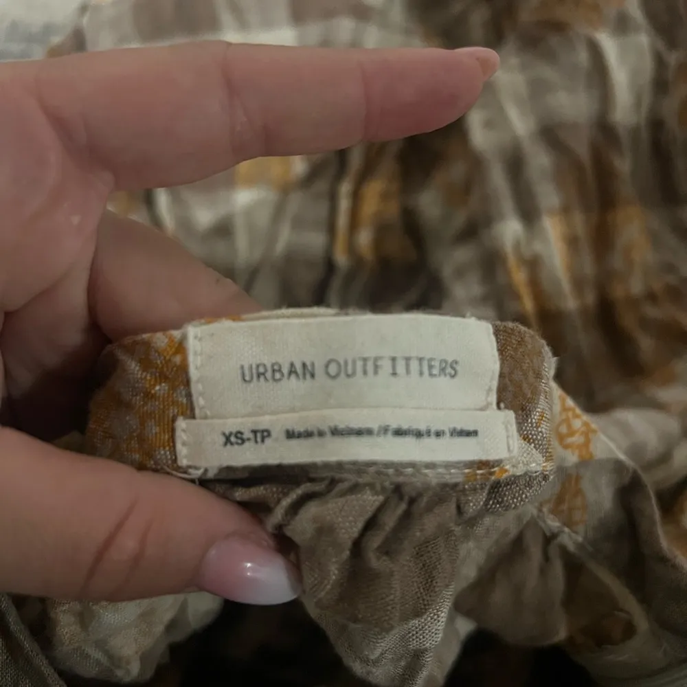 Urban Outfitters Brown Plaid Peasant Linen Skirt Size XS - Image 6