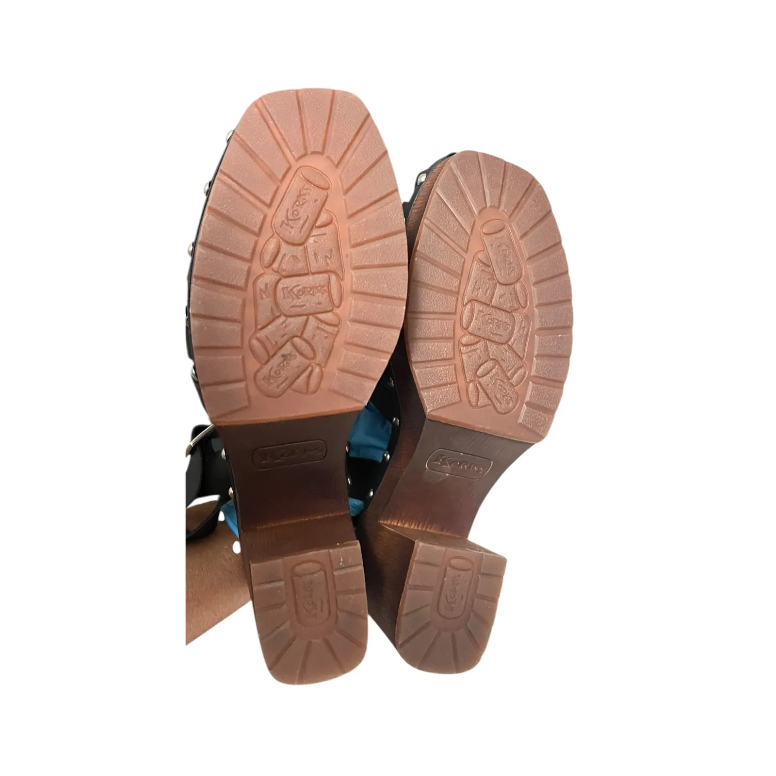 KORKS Women 9 Black Faux Leather Whitney Platform Clog Sandals Chunky Studded - Image 6