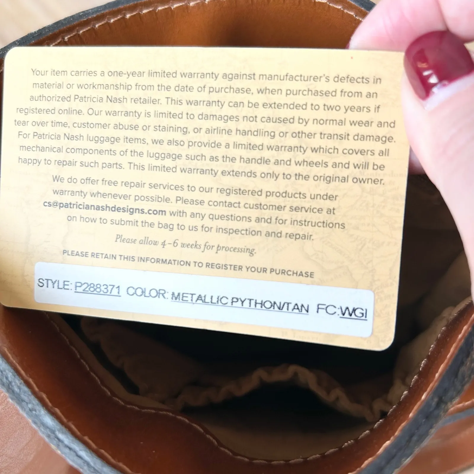 Patricia Nash Venezia Metallic Python Leather Crossbody Bag Brown Buckle Strap - Image 8