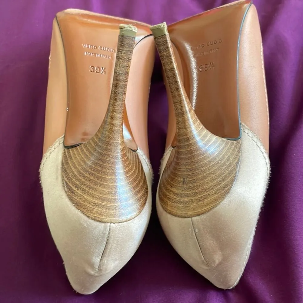 LANVIN 2012 Nude Leather and Satin Pump *Imperfect Tan Size 8.5 - Image 8