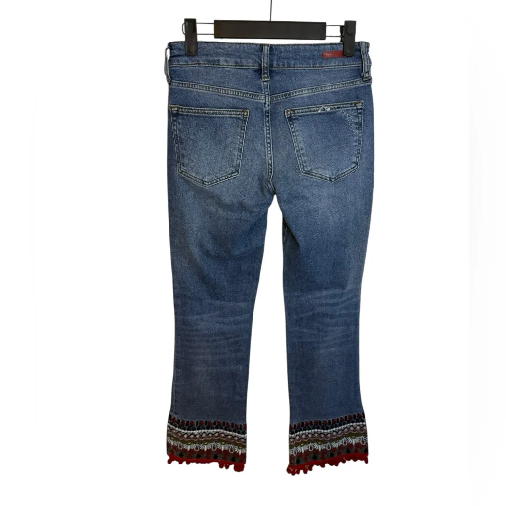 Pilcro and the Letterpress Distressed Embroidered Cropped Pom Pom Jeans - Image 3