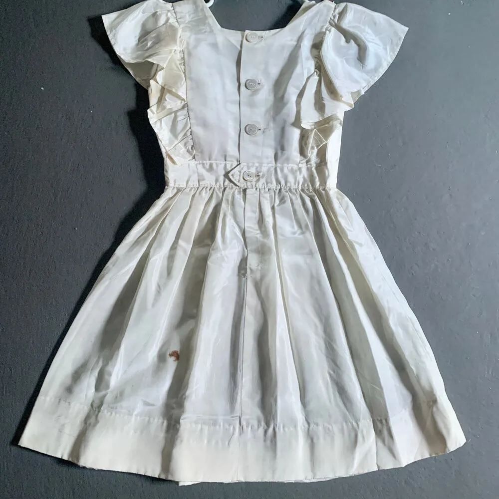 Vintage 1950s White Ruffle Jumper Dress with Apron Trim Handmade XS - Image 8