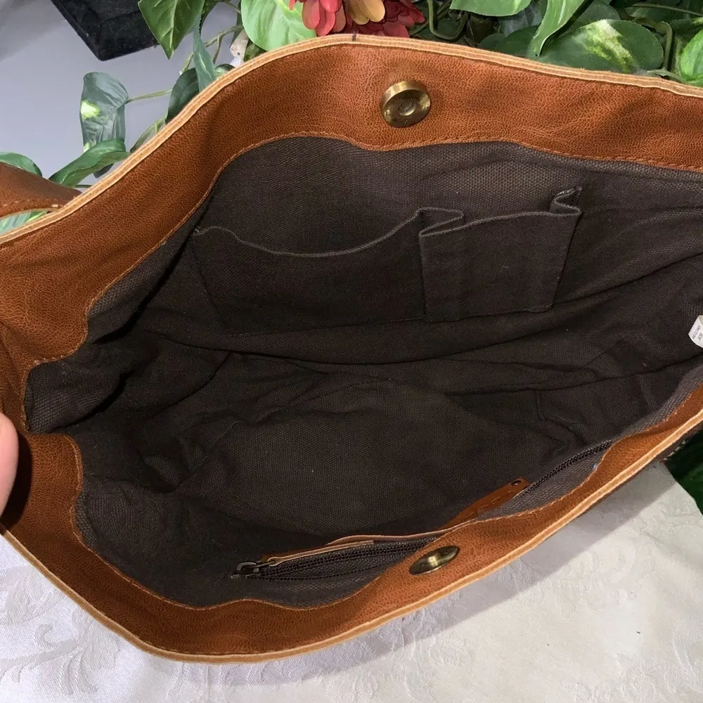 Raj Dark Caramel Tan Hobo Shoulder Strap Fringe Embroidery Beads Boho Hippie Bag - Image 9