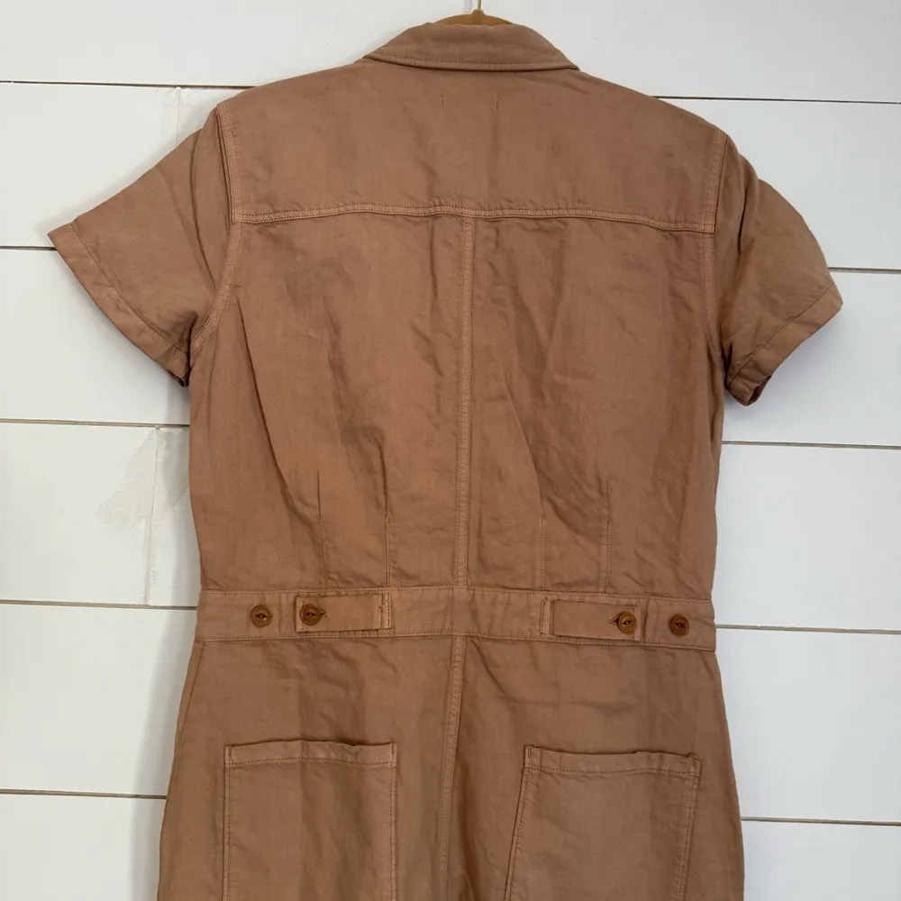 Outerknown S.E.A. Suit S Sand Brown Organic Cotton Linen Jumpsuit Coveralls New - Image 13
