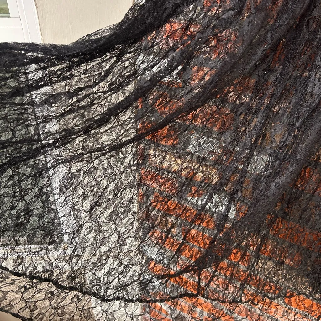 Vintage Judy Knapp black lace see thru skirt elastic waist Size Small - Image 8