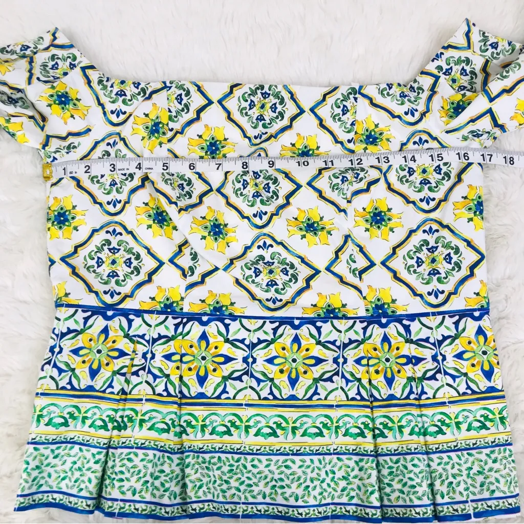 ANTONIO MELANI Kira Off The‎ Shoulder Peplum Top Blouse Citrus Grove Size 8 New - Image 12