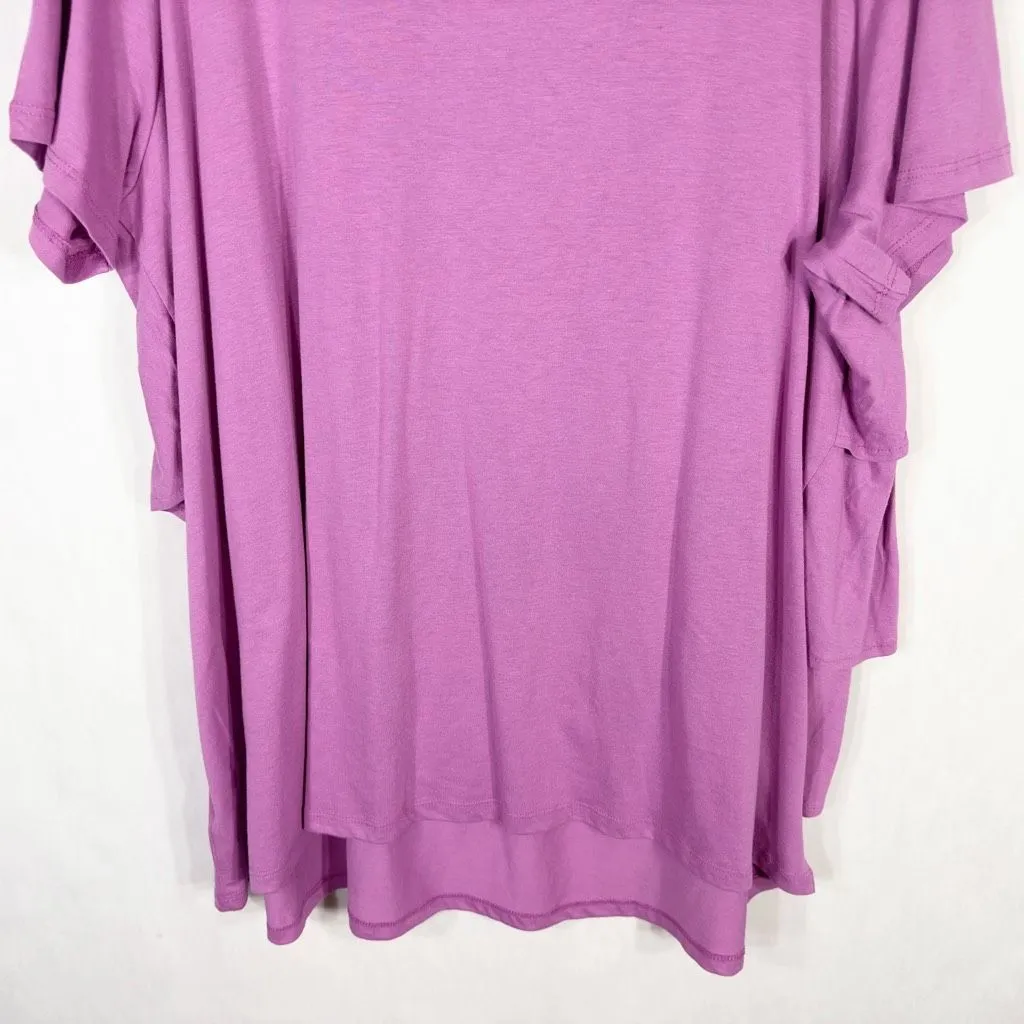 Woman‎ Within Plus Size 18 20 Top Purple Ruffled Layered Short Sleeve Tee 782 - Image 6