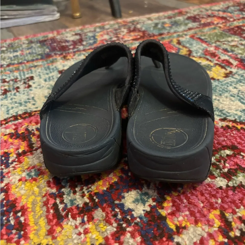 FitFlop Flare Womens Size 7 Blue Casual  Slides Flip Flop Slippers Thong Sandals - Image 4