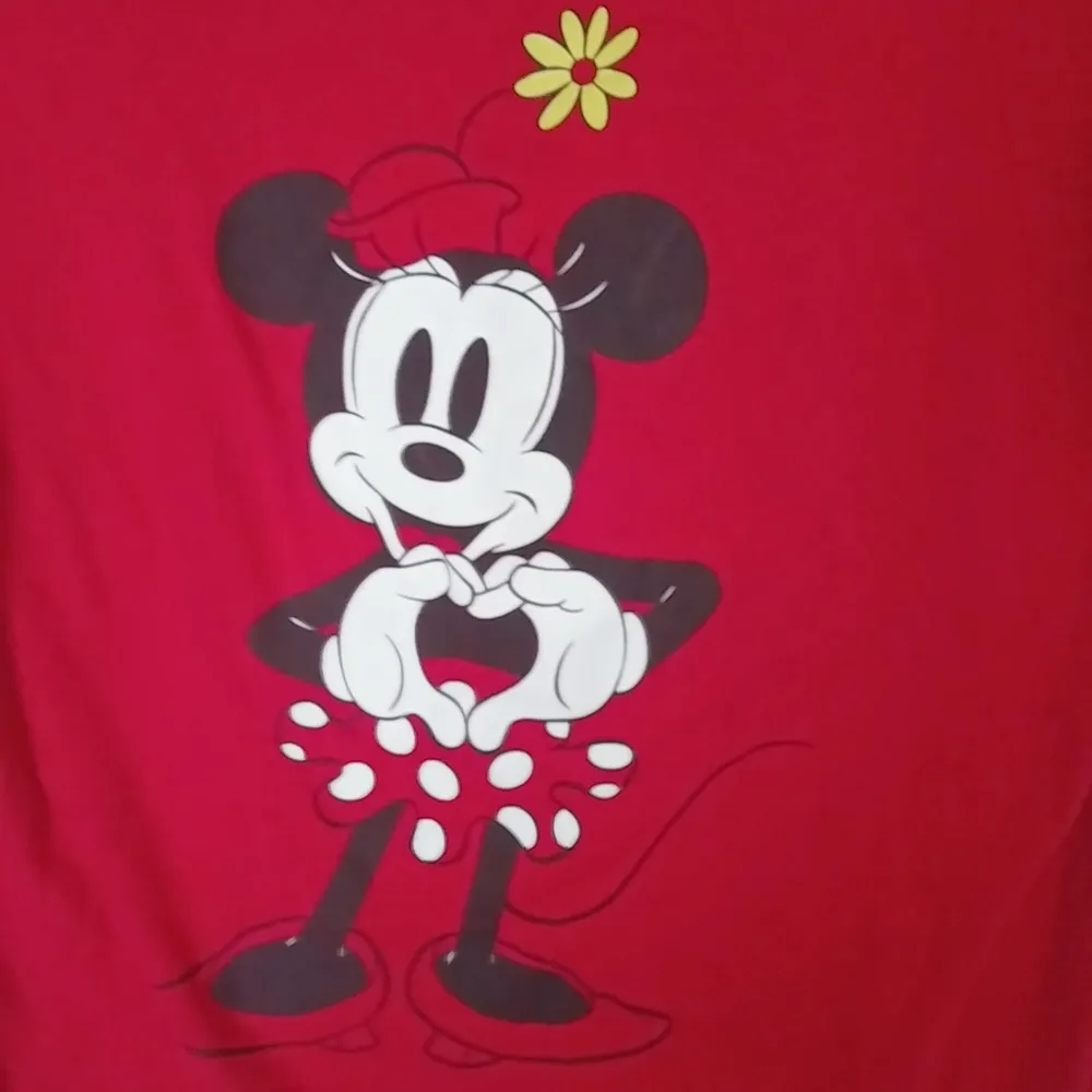 Disney M Minnie Mouse Red Short Capped Sleeve Love Heart Hands Top - Image 4