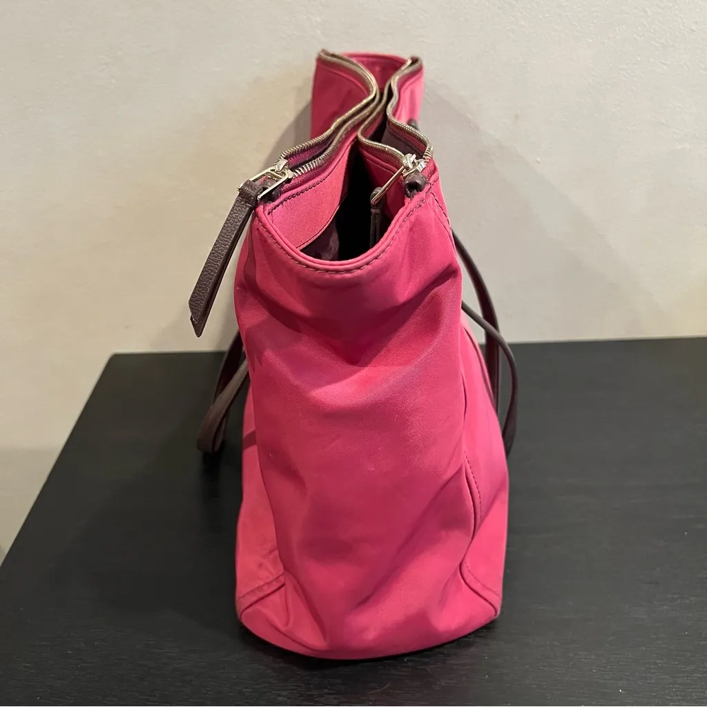 Kate Spade New York Dawn Nylon Fuchsia Pink Tote Shoulder Handbag Purse - Image 4