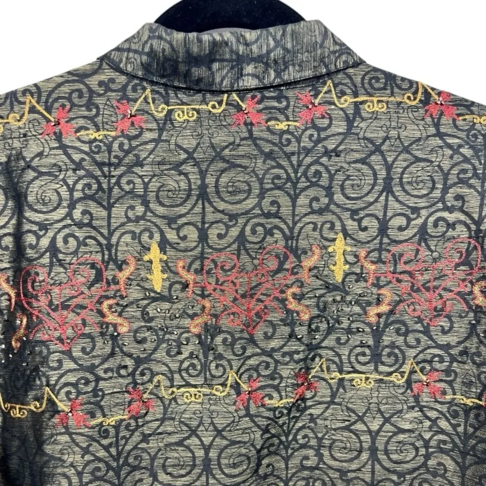 Chico’s Design Vintage Silk Embroidered Beaded Jacket‎ 2/L (12) - Image 6
