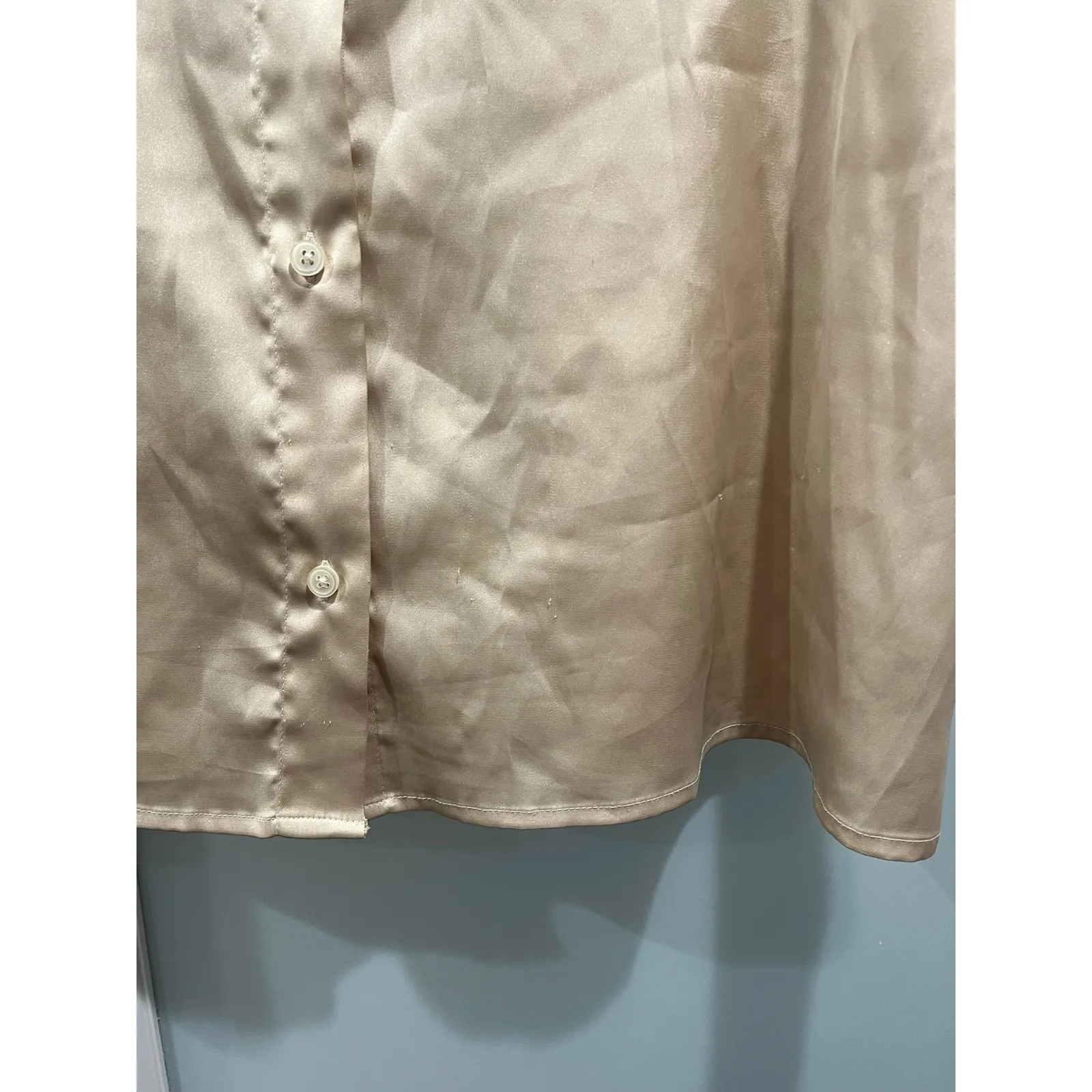 Banana Republic Women's XL Beige Sleeveless Collared Button‎ Down Shirt Top - Image 5