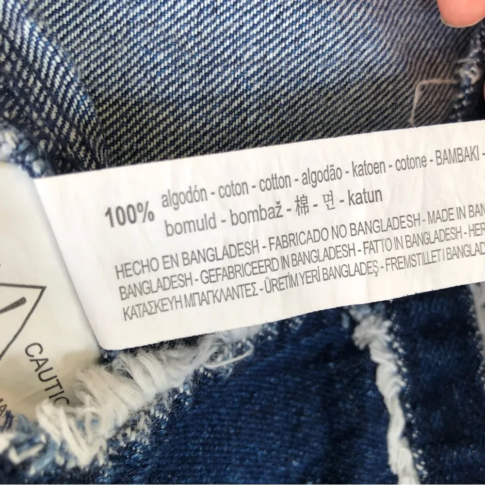 TRF DENIM CROP BRA FRAYED TOP XS - Image 7