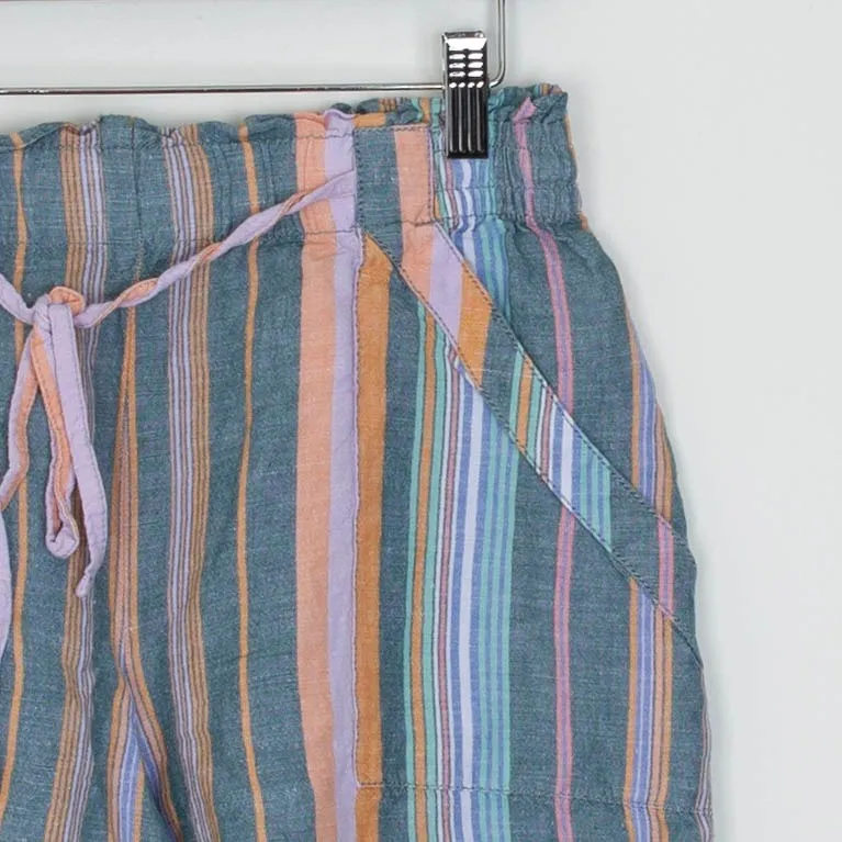 LOFT Womens Striped Shorts Drawstring Waist Casual Colorful Linen Blend Size M - Image 2