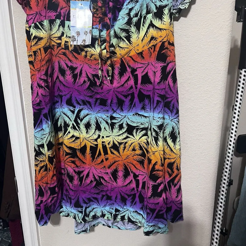New Swim Coverup Cabana Rainbow Palm Tree Sundress Size XL NWT Crown & Ivy Beach - Image 2