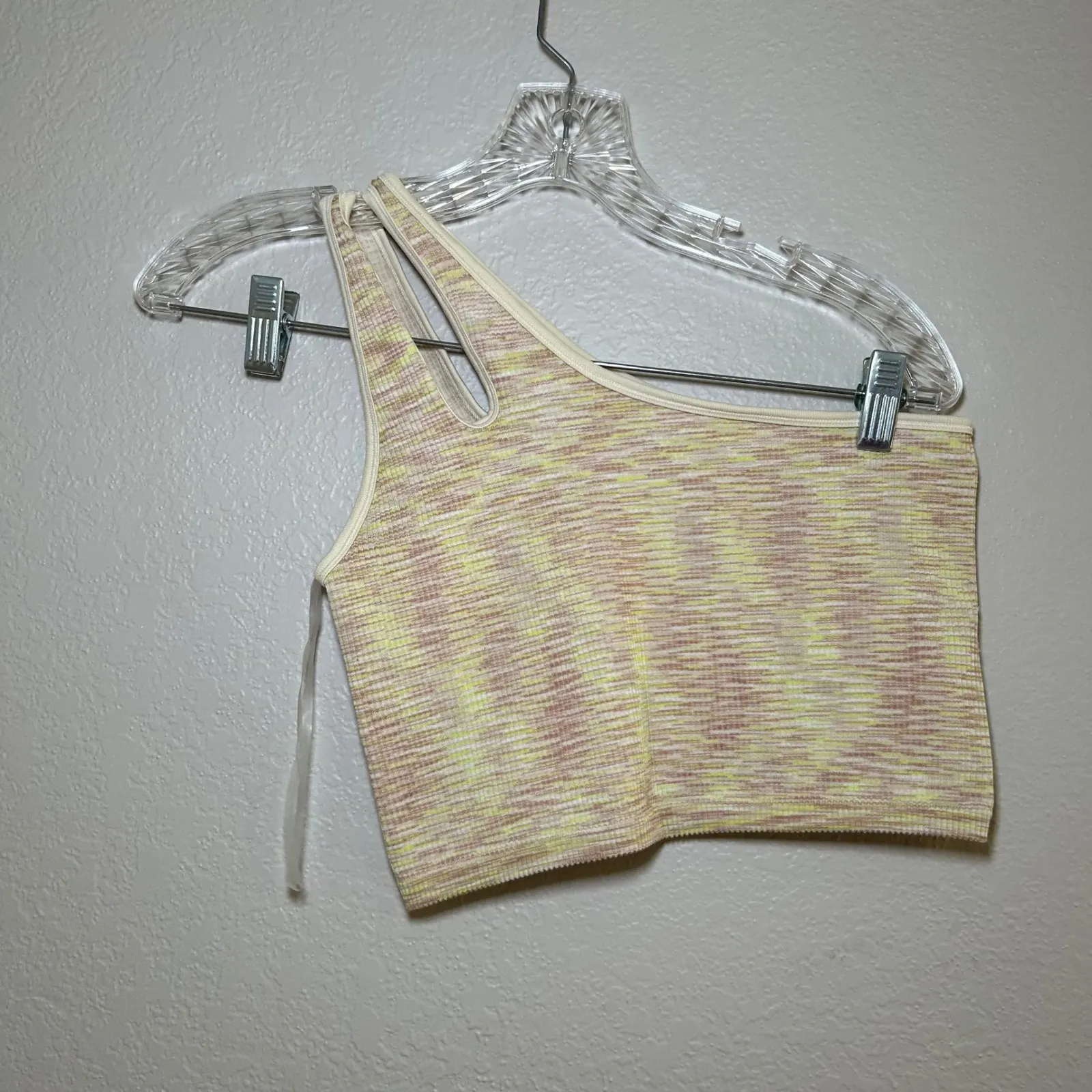 OFFLINE BY Aerie Ribbed One Shoulder Cutout Crop Tank Top colorful Size L casual Yellow Size L - Image 3