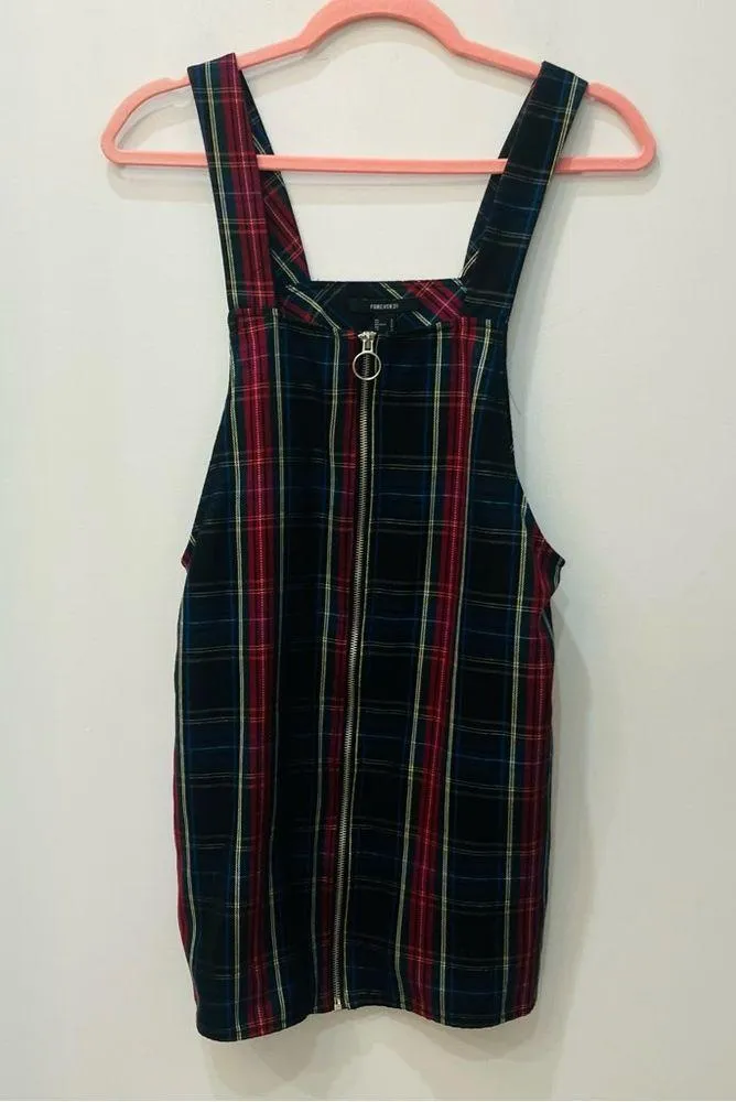 Forever 21 Plaid Pull-Ring Zipper Overall Dress Overall dress size small - Image 2