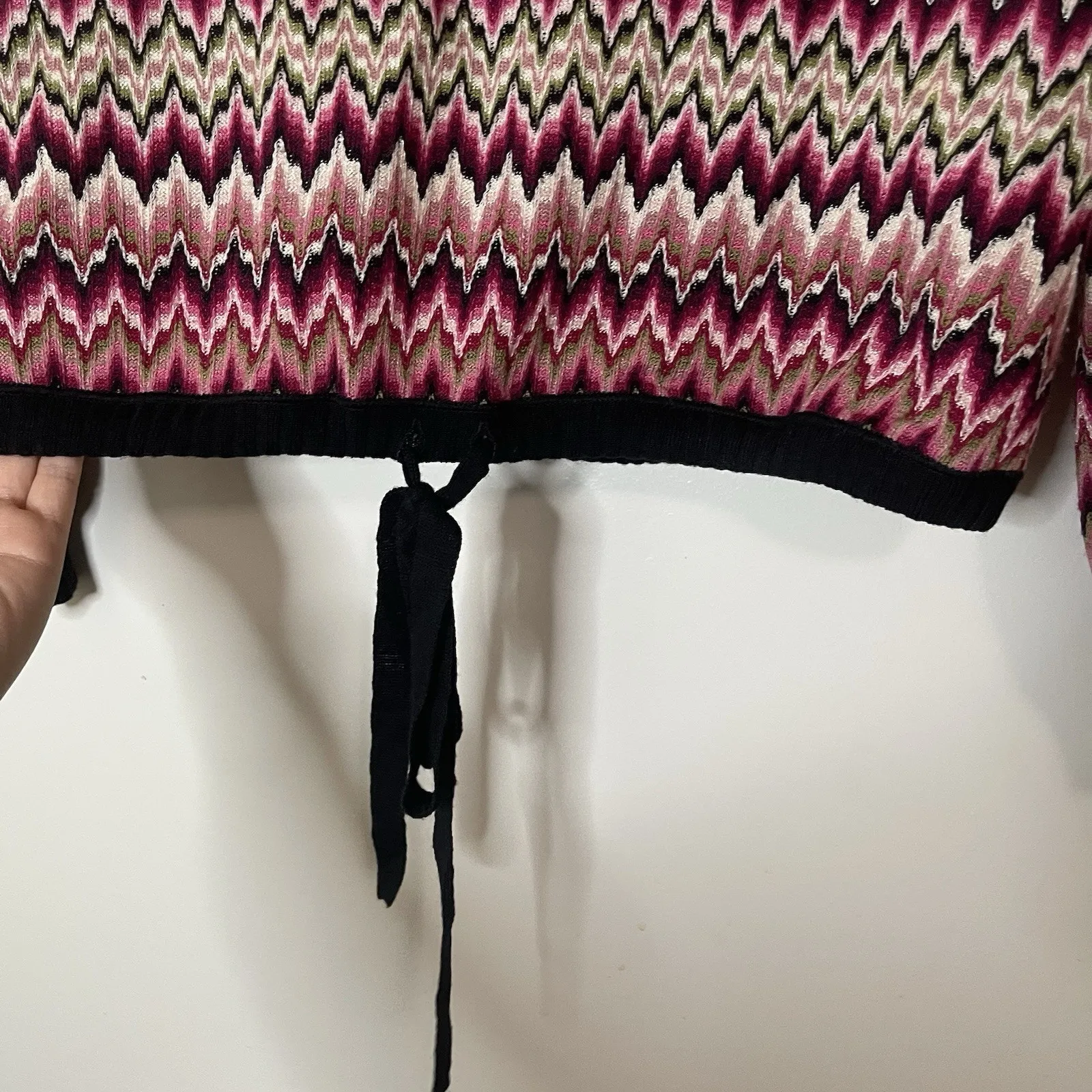 MISSONI Vneck multi color zig zag vintage knit wool sweater - Image 3