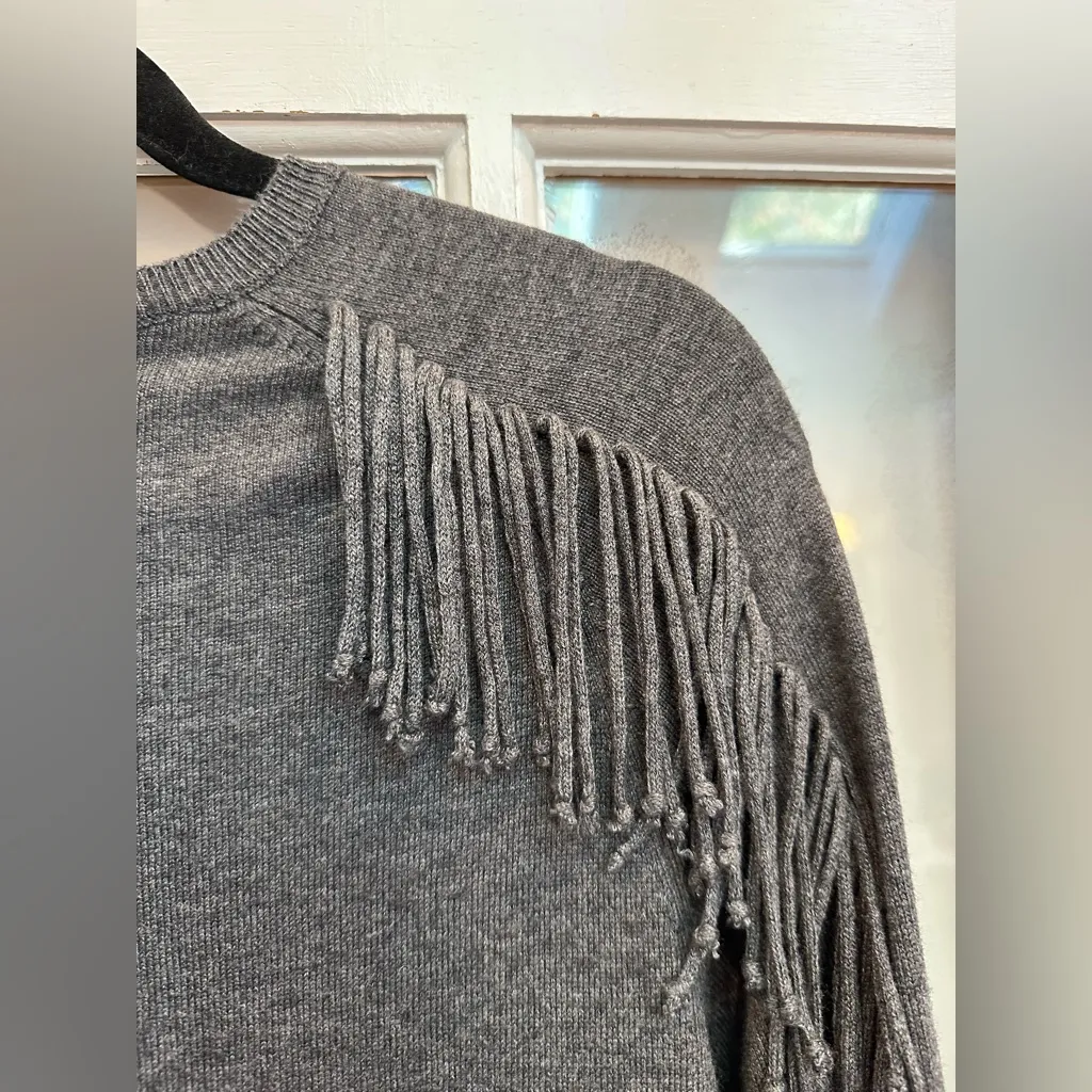 Yoana Baraschi Raven Fringe Grey Charcoal Knit Cashmere Wool Dress Size L - Image 6