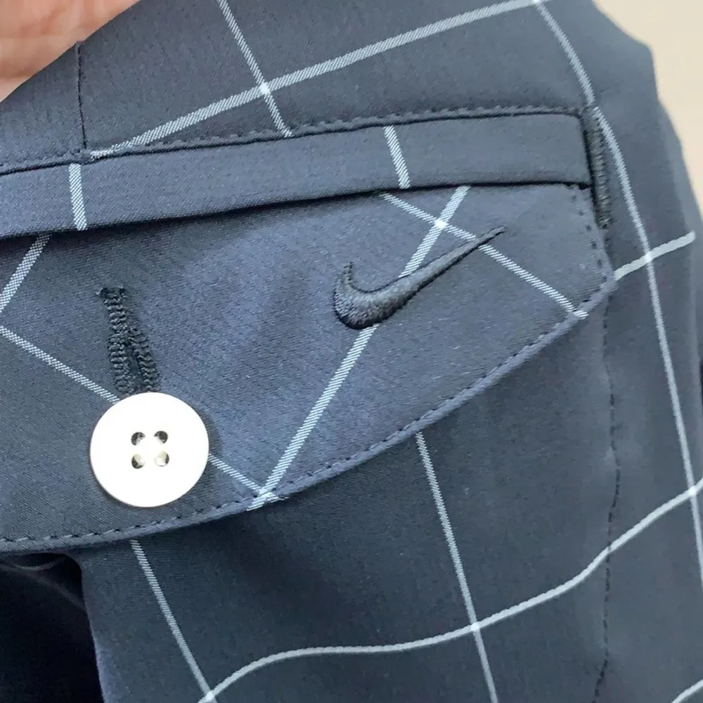 Nike Golf Dri-Fit Windowpane Plaid Black/White Cropped Capris Pants - Image 4