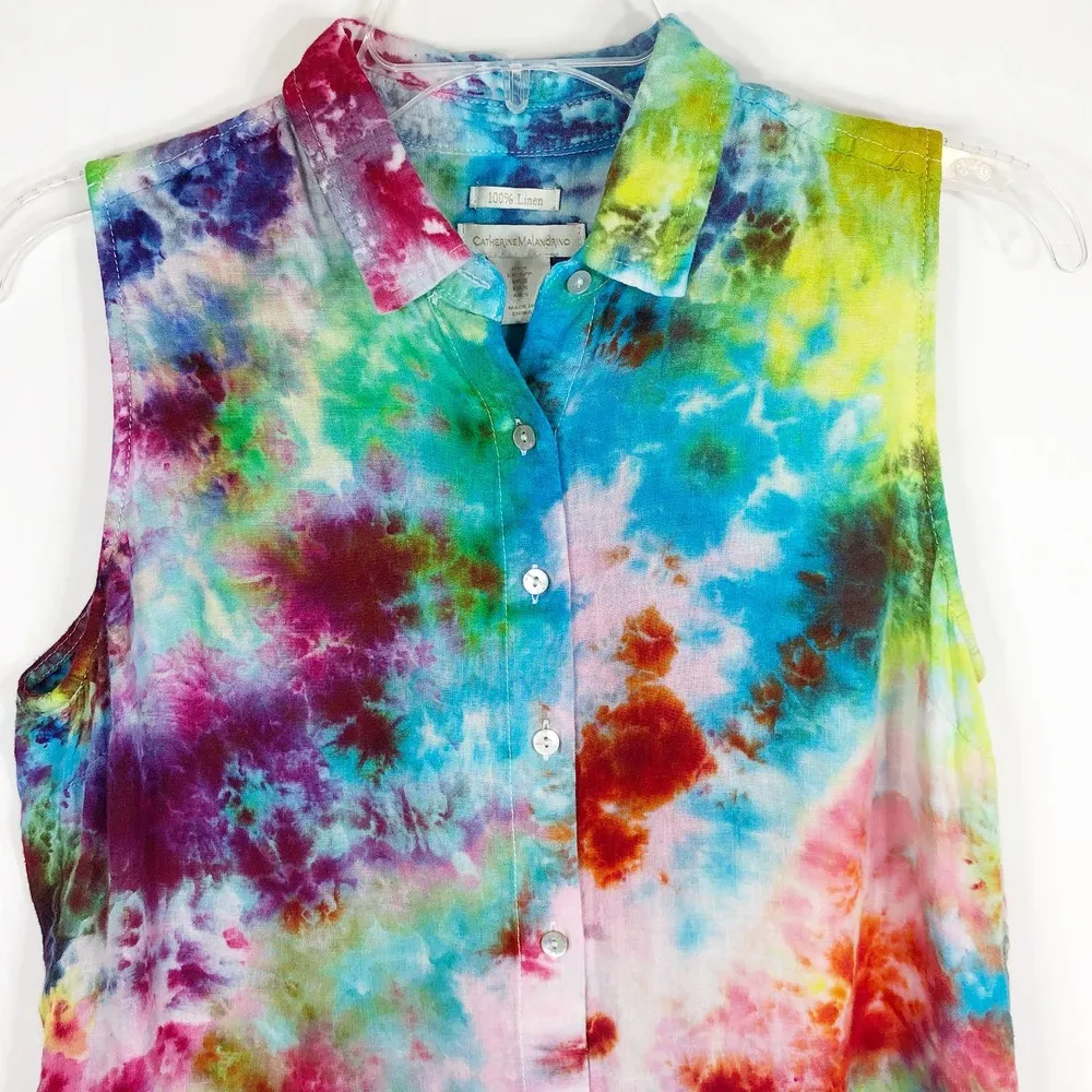 Catherine Malandrino Small Top Tie Dye Queen Selling Dreams Purple Blue Pink 176 - Image 3