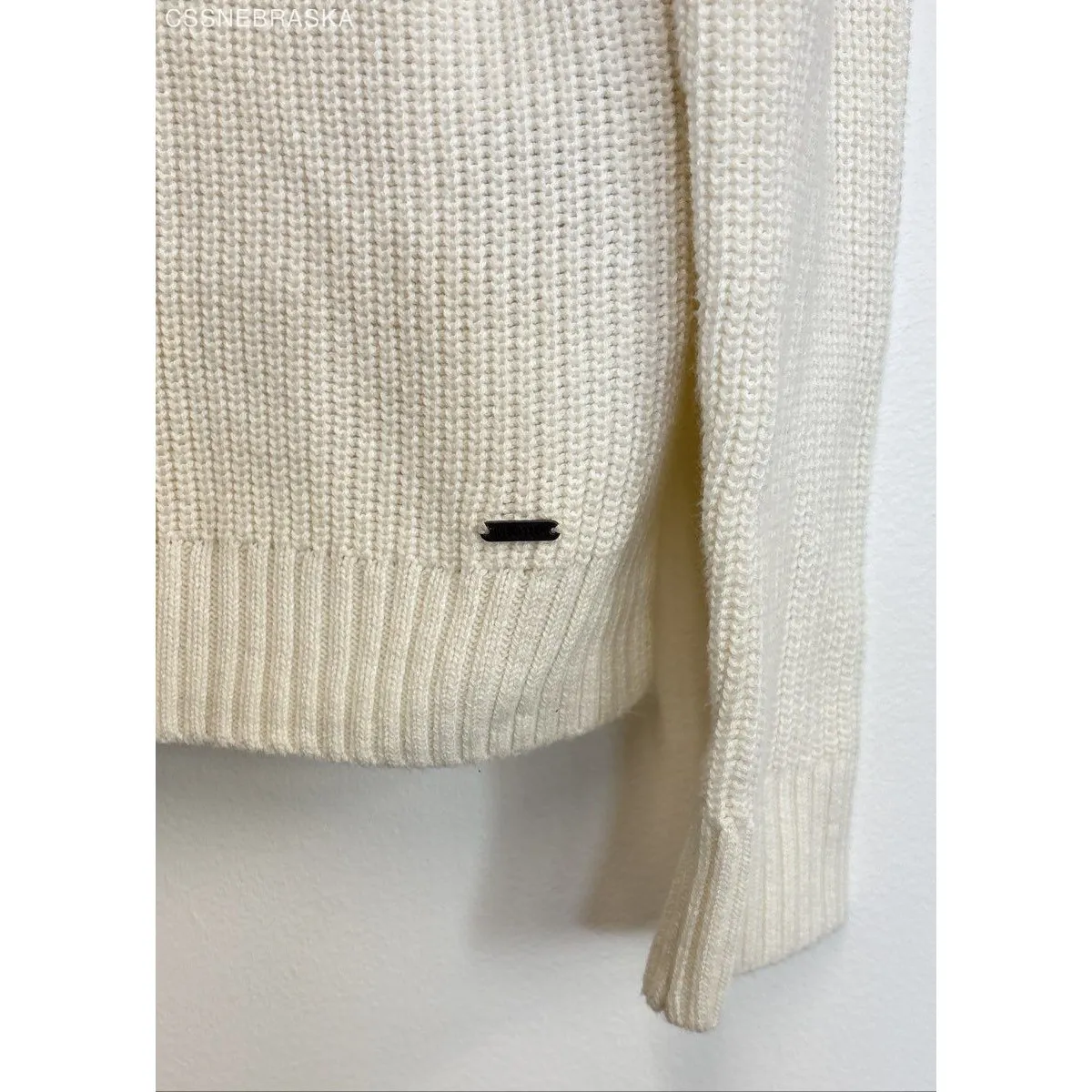 Hollister Sweater Womens Chunky Knit White Striped Red‎ Blue - S - Image 2