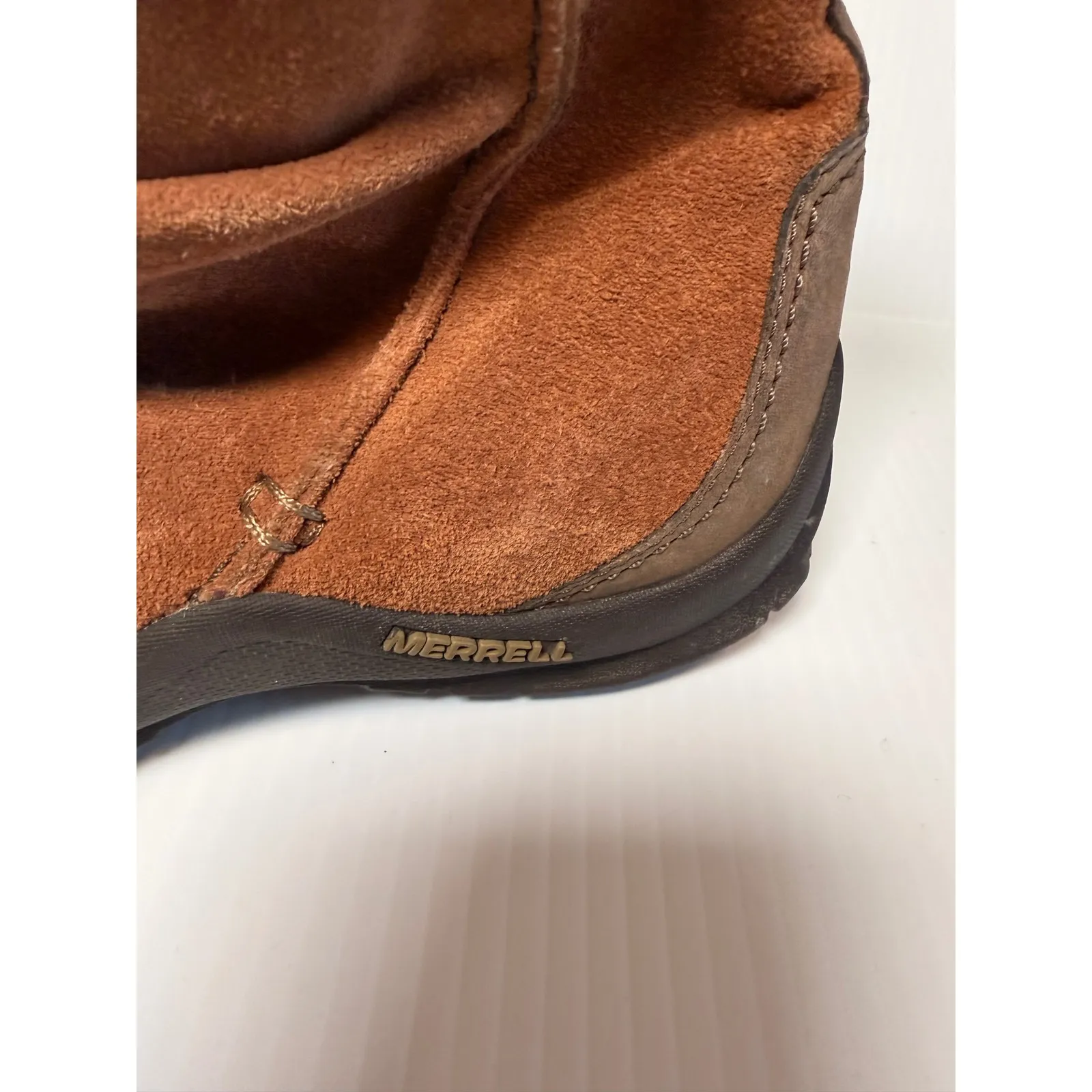 Merrell Freisa slouch Brown Suede Ankle Boots Side Zip Comfort Casual Size 7.5 - Image 3