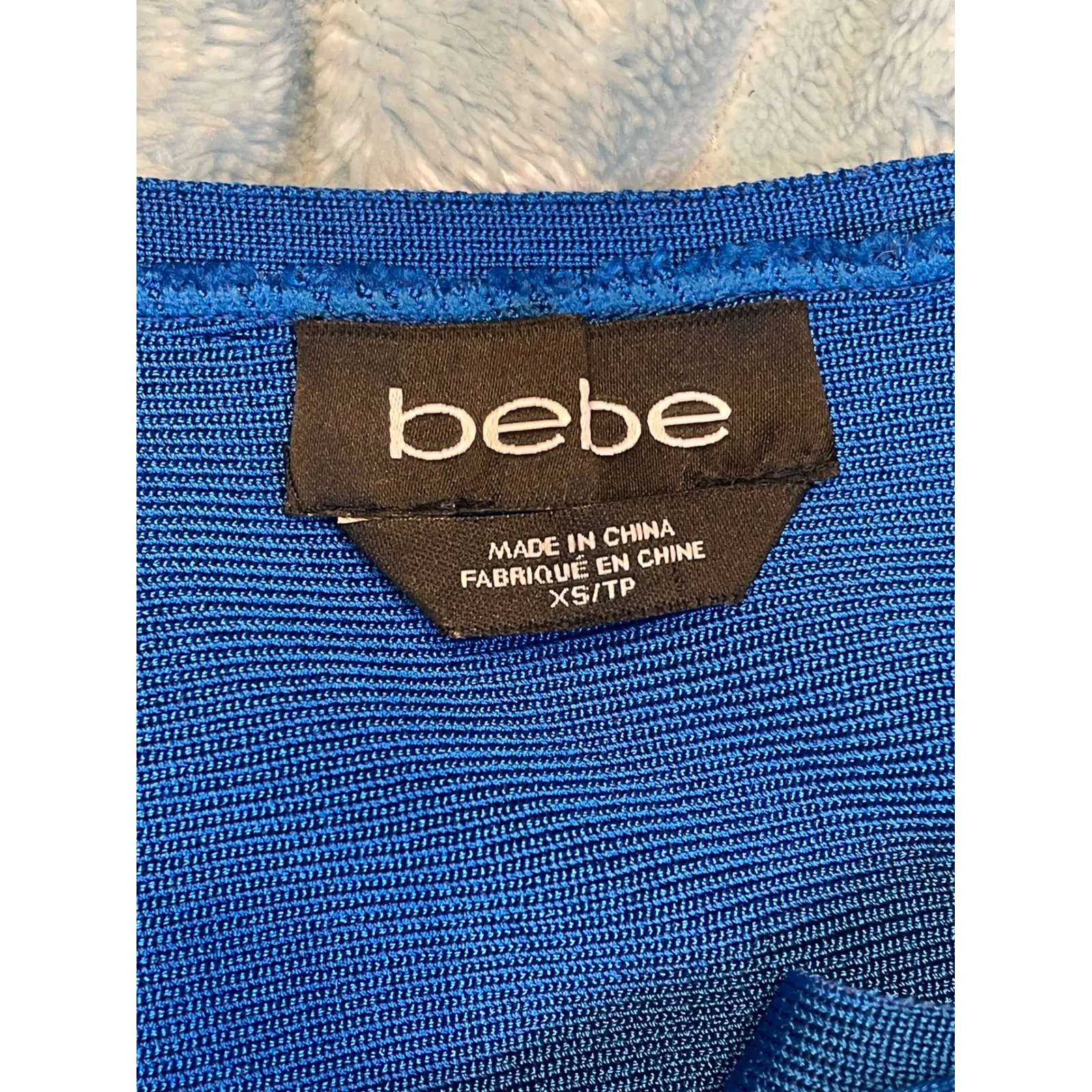 Bebe Blue One Shoulder Cut Out Bodycon Mini Dress XS Princess Blue - Image 5