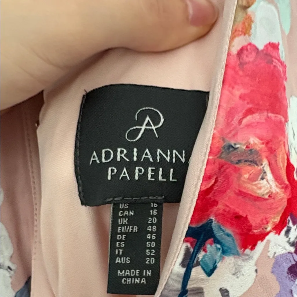 Adrianna Papell Women's Floral Satin Jacquard Gown Blush Multi NWT 16 - Image 8