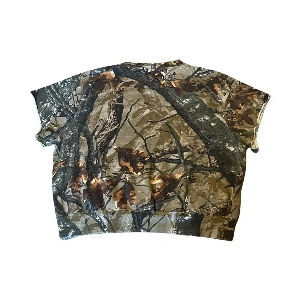 Outfitters Ridge Heavy Camo Hunting Short‎ Sleeve Sweatshirt Womans L Brown Size L - Image 3
