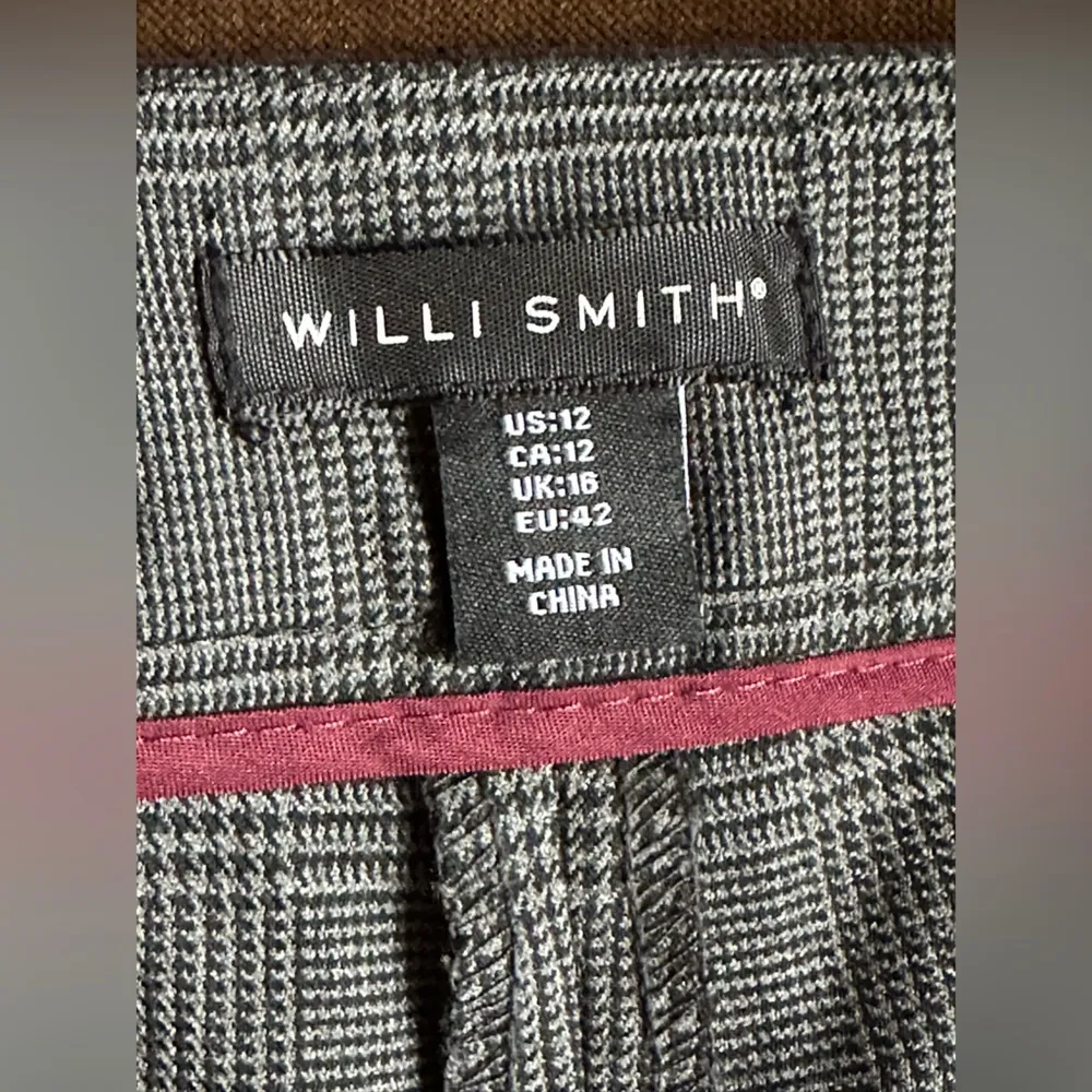 Willi Smith Black & Gray Checkered Dress Pants W Stripe Waist Straight Leg SZ 12 - Image 8