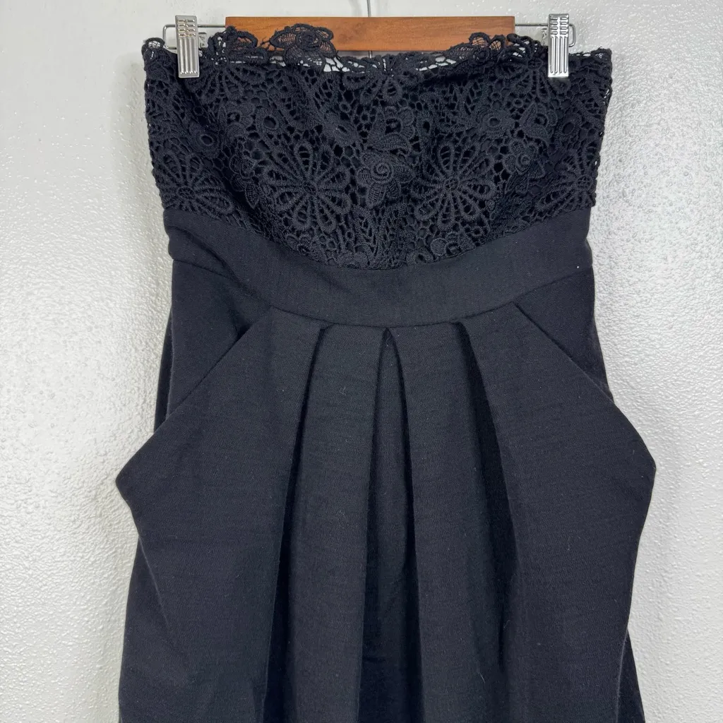 Chaiken Black Lace Top Strapless Midi Dress Size 6 - Image 3
