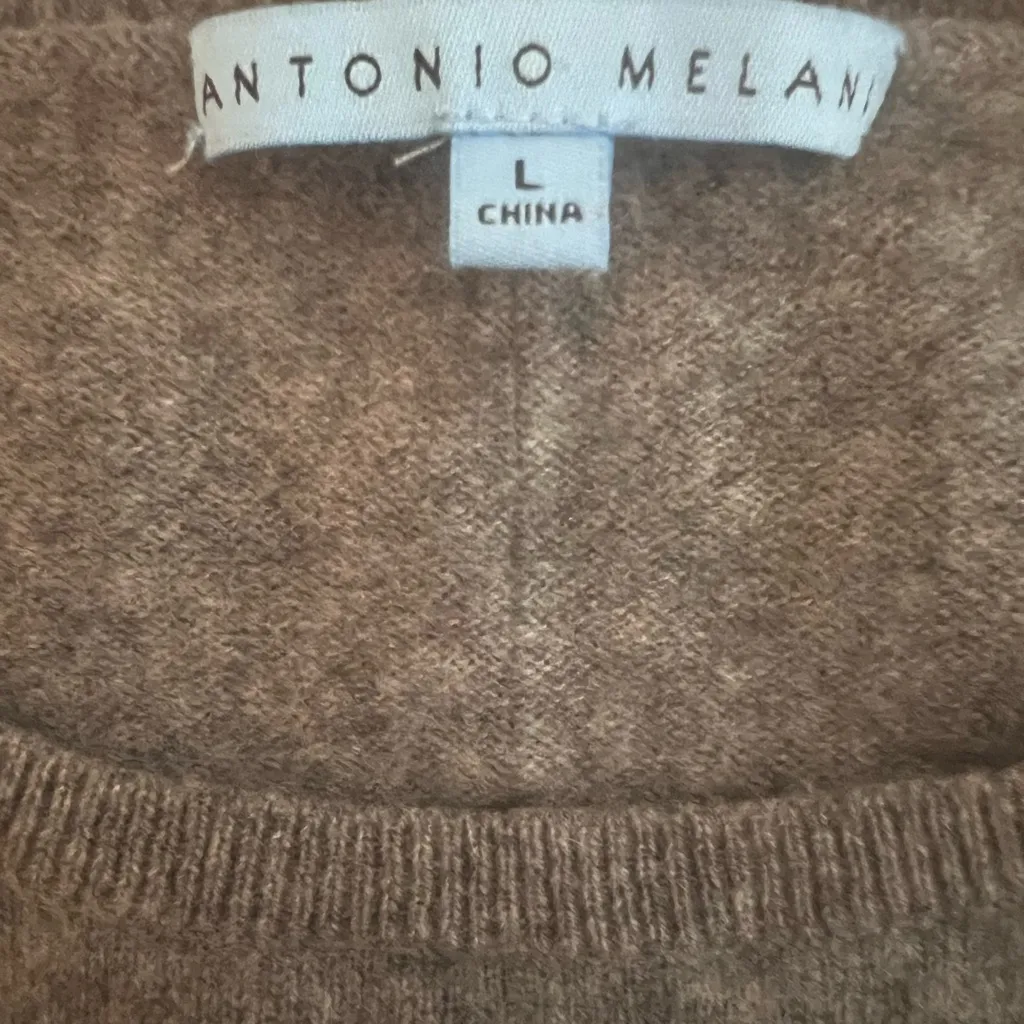 Antonio Melani Peplum Cashmere Sweater Gray Womens Size Large Crewneck - Image 9