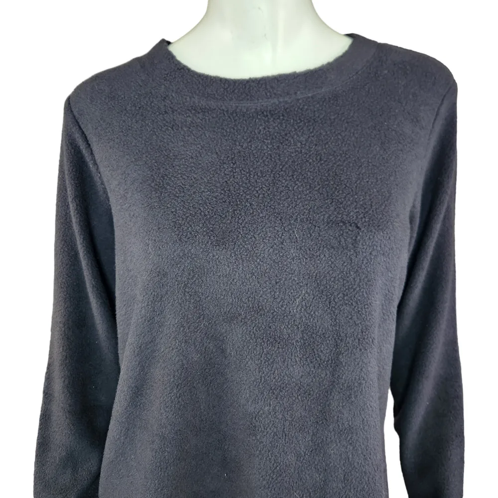 Denim & Co. Comfort Zone Baby Sherpa Crewneck Pullover Sweatshirt Black Small - Image 2