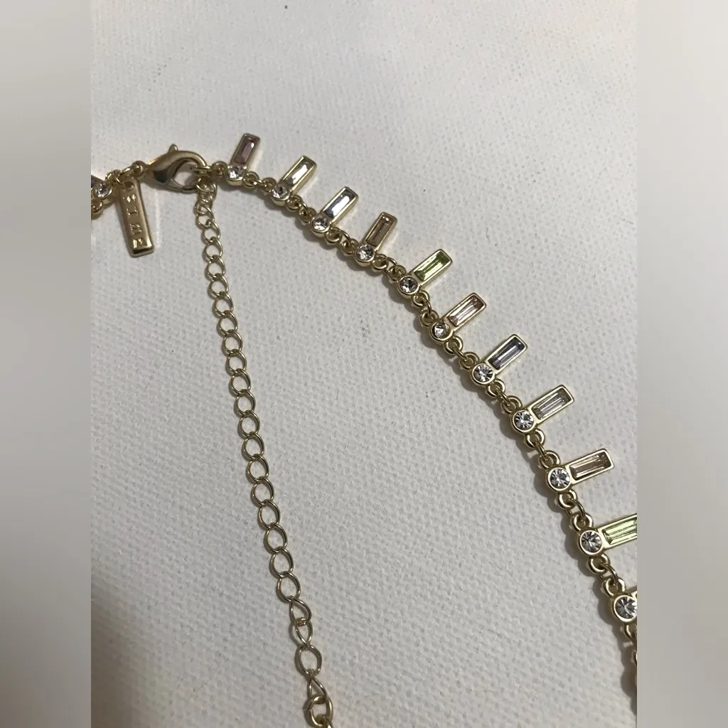 White House Black Market Gold Tone Baguette Soft Multicolored Glass Charms 16 in - Image 5