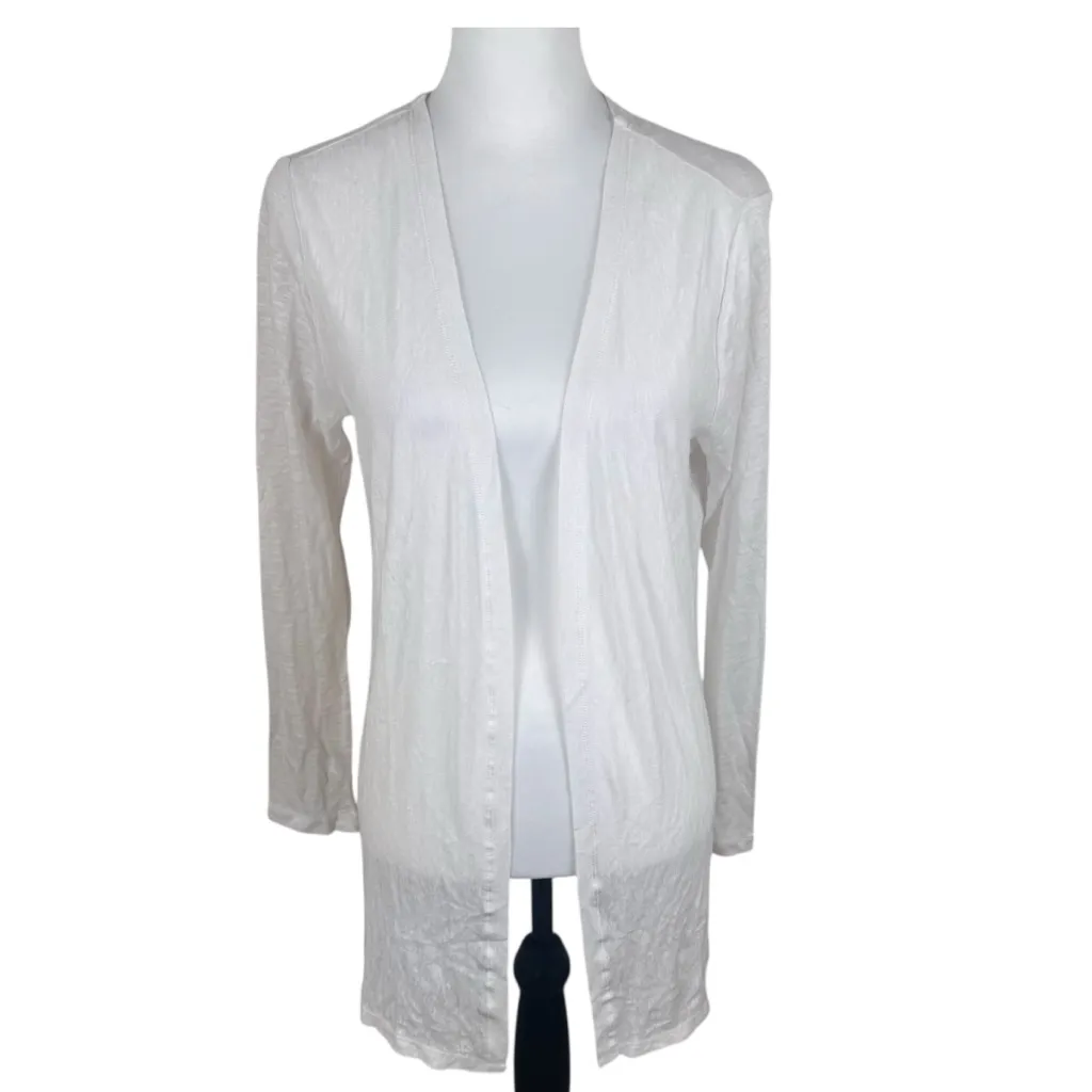 NWT Rachel Ashwell 100% Linen White Slub Open Front Cardigan Small - Image 9