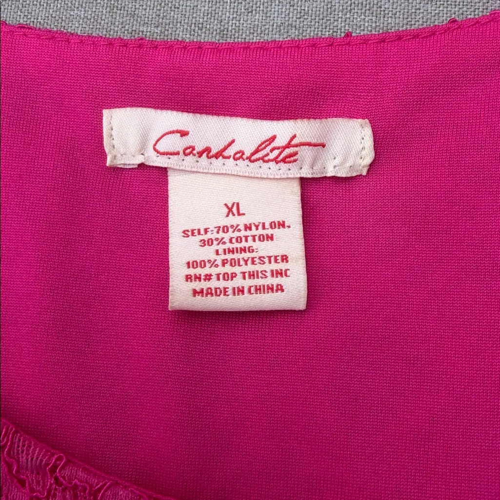 candalite bright pink sleeveless dress with lace overlay size XL - Image 4