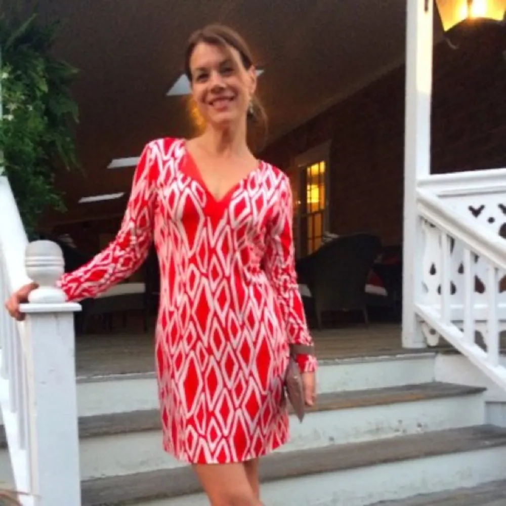 Diane Von Furstenberg silk dress mini long sleeve geometric reina splice vneck - Image 13