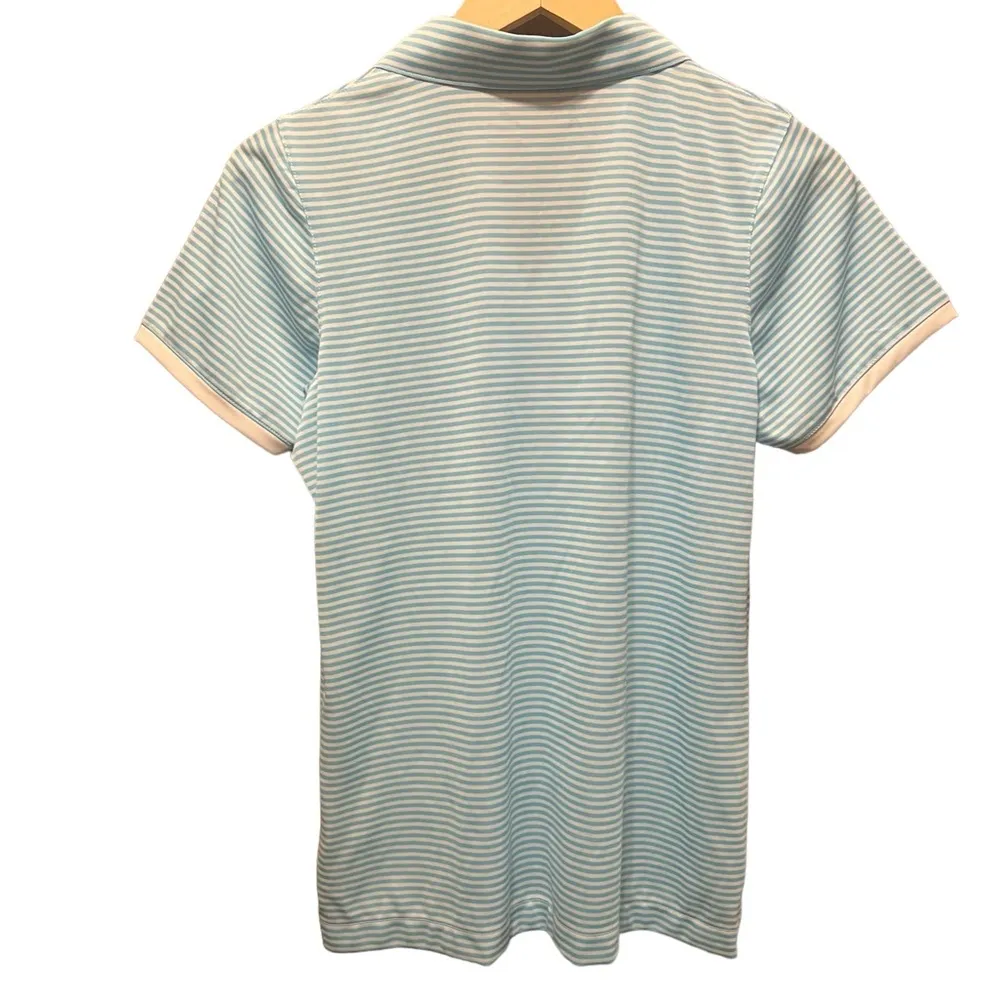 Antigua NWT Desert Dry XTRA-LITE Turquoise & White Stripe Women's Golf Polo - Image 6