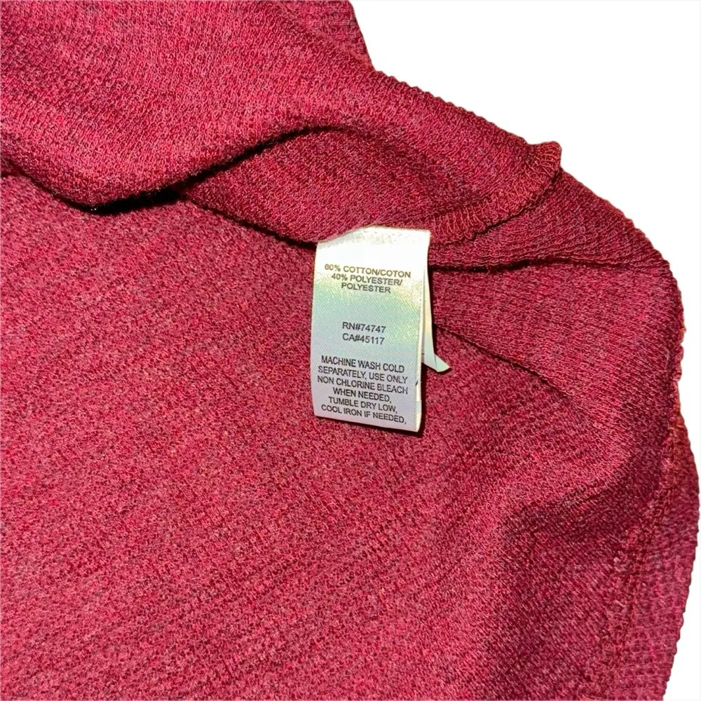 Natural Reflections Waffle Knit Thermal Burgundy Button Neck Top Womens Sz Large - Image 4